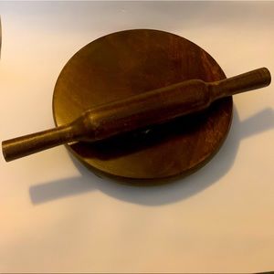 NWOT Round Wooden Chakla & Belan Chapat: Rolling Board and Rolling Pin.